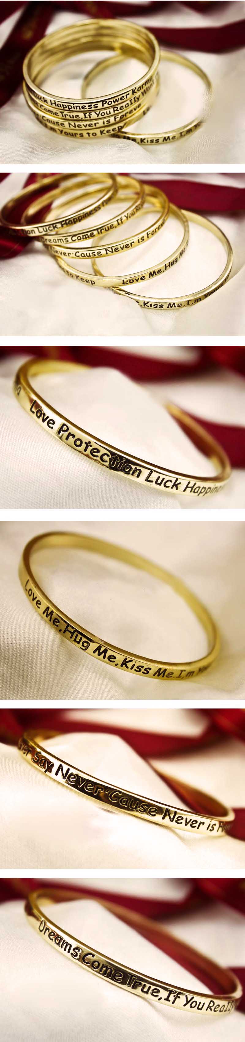 Inspiring Quotes Vintage Gold Bangle on Luulla